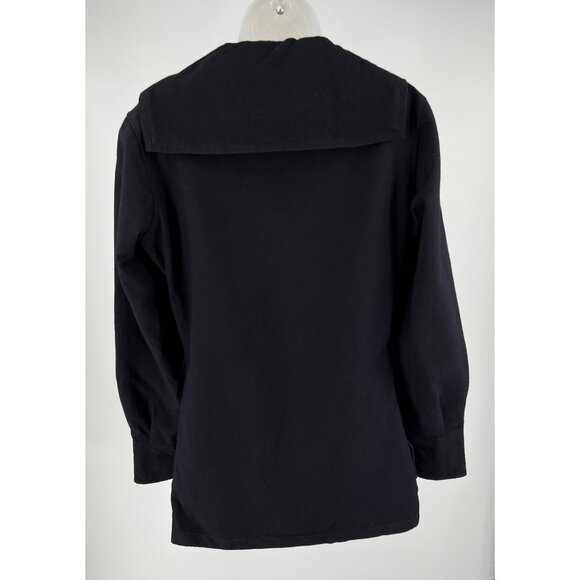 Vintage Black Navy Style Pullover Shirt With Sailor Collar & Long Sleeves German - Picture 6 of 8